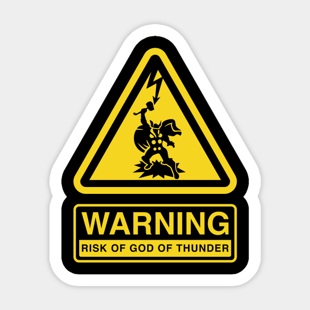 WARNING Risk of God of Thunder Sticker by demonigote